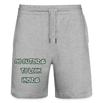 Go Outside To Look Inside Graffiti Stil - Stanley/Stella Unisex Bio Joggingshorts Trainer  - Grau meliert - Vorne - Nik (191cm) & Marisol (170cm)