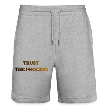 Trust The Process Vintage Banner - Stanley/Stella Unisex Bio Joggingshorts Trainer  - Grau meliert - Vorne - Nik (191cm) & Marisol (170cm)