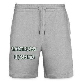 Partners in Crime Graffiti - Stanley/Stella Trainer Unisex Organic Jogging Shorts - heather grey - Front - Nik (191cm) & Marisol (170cm)