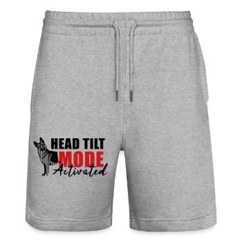 Schäfi Silhouette - Head Tilt linear Schäferhund - Stanley/Stella Unisex Bio Joggingshorts Trainer  - Grau meliert - Vorne - Nik (191cm) & Marisol (170cm)