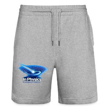 Everything is Relative – In Physics Design - Stanley/Stella Trainer Unisex Organic Jogging Shorts - heather grey - Front - Nik (191cm) & Marisol (170cm)