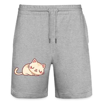 Soft Sleeper Kitten - Stanley/Stella Trainer Unisex Organic Jogging Shorts - heather grey - Front - Nik (191cm) & Marisol (170cm)