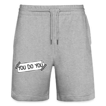 You Do You Funny Self-Confidence Freedom Logo - Stanley/Stella Trainer Unisex Organic Jogging Shorts - heather grey - Front - Nik (191cm) & Marisol (170cm)