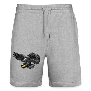 Eagle with volleyball - Stanley/Stella Trainer Unisex Organic Jogging Shorts - heather grey - Front - Nik (191cm) & Marisol (170cm)
