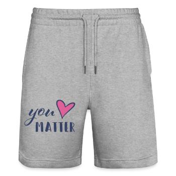 YOU MATTER - Selbstliebe - Mental Health - Stanley/Stella Unisex Bio Joggingshorts Trainer  - Grau meliert - Vorne - Nik (191cm) & Marisol (170cm)