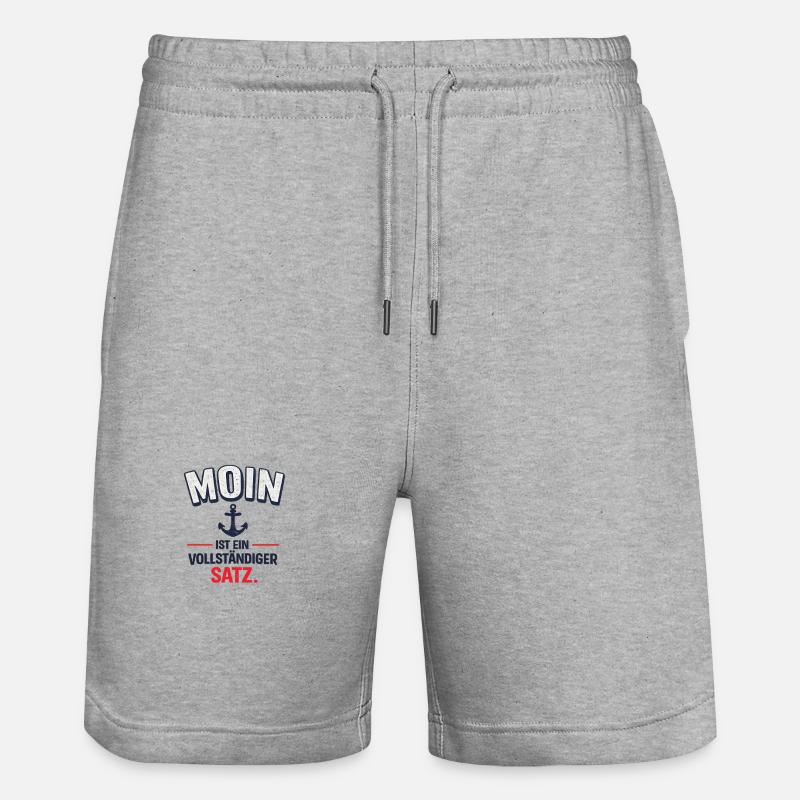Moin - ist ein vollständiger Satz - Stanley/Stella Unisex Bio Joggingshorts Trainer  - Grau meliert