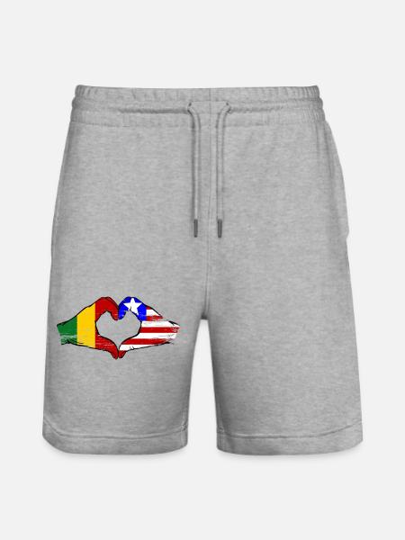 Mali Liberia Flag Hands Heart Used - Stanley/Stella Trainer Unisex Organic Jogging Shorts - heather grey