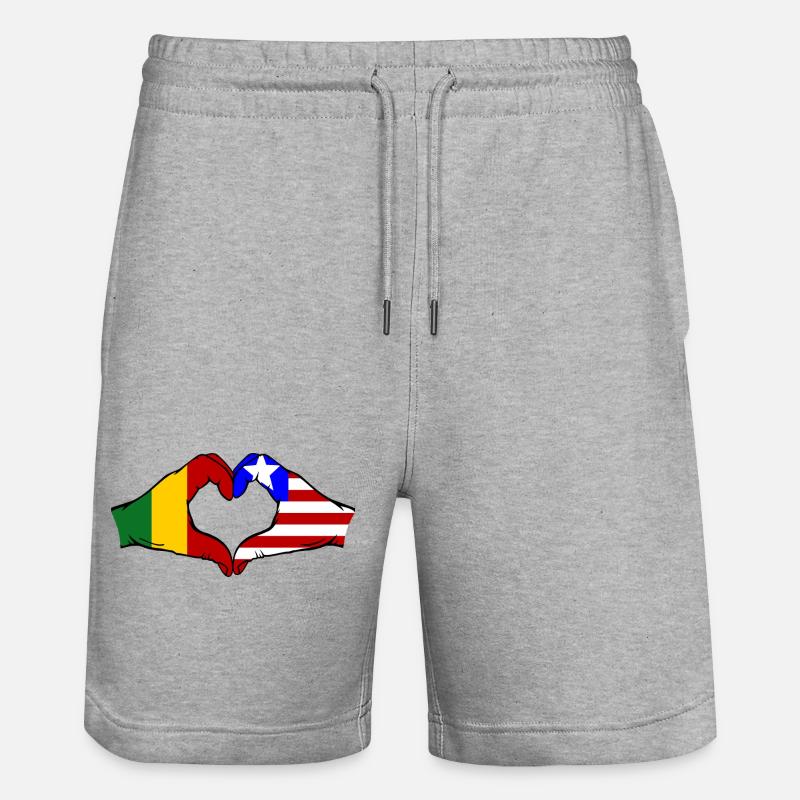 Mali_Liberia_Flagge_Haende_Herzform - Short de jogging bio TRAINER Stanley/Stella unisexe - gris chiné