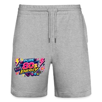 Énergie pure des années 80 - Short de jogging bio TRAINER Stanley/Stella unisexe - gris chiné - Devant - Nik (191cm) & Marisol (170cm)