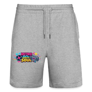 Retro 80er Soul Boombox - Stanley/Stella Unisex Bio Joggingshorts Trainer  - Grau meliert - Vorne - Nik (191cm) & Marisol (170cm)