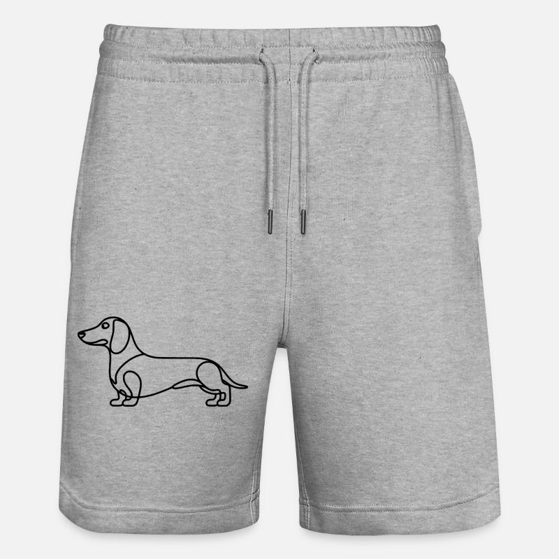 Dackel Lineart - Stanley/Stella Unisex Bio Joggingshorts Trainer  - Grau meliert