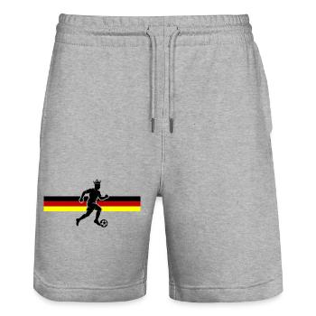 Fussballer Deutschland Fussball Fahne - Stanley/Stella Unisex Bio Joggingshorts Trainer  - Grau meliert - Vorne - Nik (191cm) & Marisol (170cm)