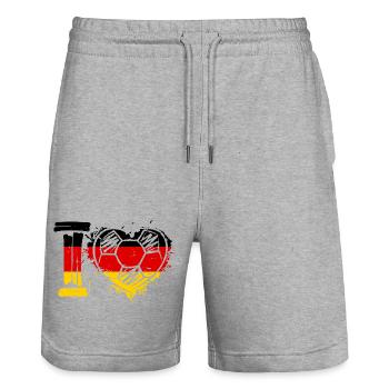 Germany Football Fan Outfit Vintage - Stanley/Stella Trainer Unisex Organic Jogging Shorts - heather grey - Front - Nik (191cm) & Marisol (170cm)