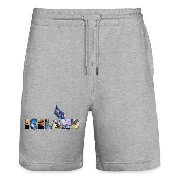 Schriftzug Iceland - Stanley/Stella Unisex Bio Joggingshorts Trainer  - Grau meliert - Vorne - Nik (191cm) & Marisol (170cm)