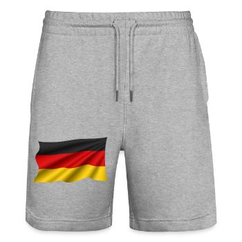 Deutschland Flagge – Waving - Stanley/Stella Unisex Bio Joggingshorts Trainer  - Grau meliert - Vorne - Nik (191cm) & Marisol (170cm)