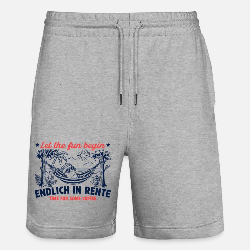 Endlich in Rente Retro Kaffee - Stanley/Stella Unisex Bio Joggingshorts Trainer - Grau meliert
