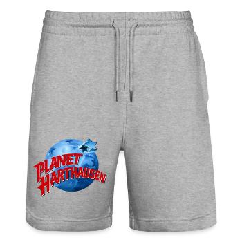 Planet Harthausen - Stanley/Stella Unisex Bio Joggingshorts Trainer  - Grau meliert - Vorne - Nik (191cm) & Marisol (170cm)