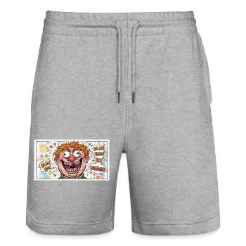 Kunterbuntes Cartoongesicht - Stanley/Stella Unisex Bio Joggingshorts Trainer  - Grau meliert - Vorne - Nik (191cm) & Marisol (170cm)