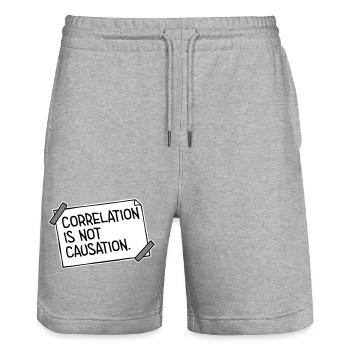 Correlation Is Not Causation Nerd Science - Stanley/Stella Trainer Unisex Organic Jogging Shorts - heather grey - Front - Nik (191cm) & Marisol (170cm)