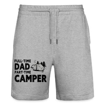 Full-Time Dad Part-Time Camper – Dad Gift - Stanley/Stella Trainer Unisex Organic Jogging Shorts - heather grey - Front - Nik (191cm) & Marisol (170cm)
