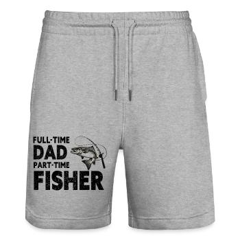 Full-Time Dad Part-Time Fisher – Dad Gift - Stanley/Stella Trainer Unisex Organic Jogging Shorts - heather grey - Front - Nik (191cm) & Marisol (170cm)