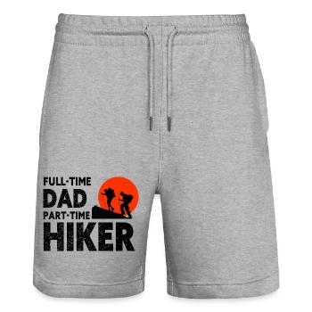 Full-Time Dad Part-Time Hiker – Dad Gift - Stanley/Stella Trainer Unisex Organic Jogging Shorts - heather grey - Front - Nik (191cm) & Marisol (170cm)