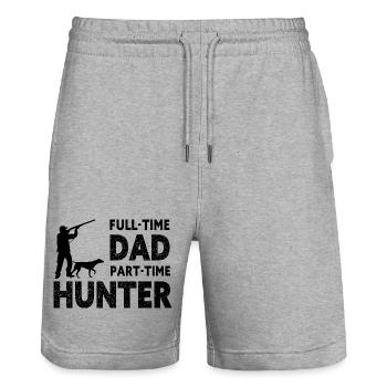 Full-Time Dad Part-Time Hunter – Dad Gift - Stanley/Stella Trainer Unisex Organic Jogging Shorts - heather grey - Front - Nik (191cm) & Marisol (170cm)