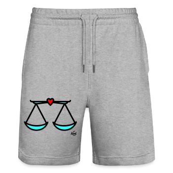 Large scale - Stanley/Stella Trainer Unisex Organic Jogging Shorts - heather grey - Front - Nik (191cm) & Marisol (170cm)