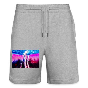 Neon Rift Psychedelic - Stanley/Stella Unisex Bio Joggingshorts Trainer  - Grau meliert - Vorne - Nik (191cm) & Marisol (170cm)