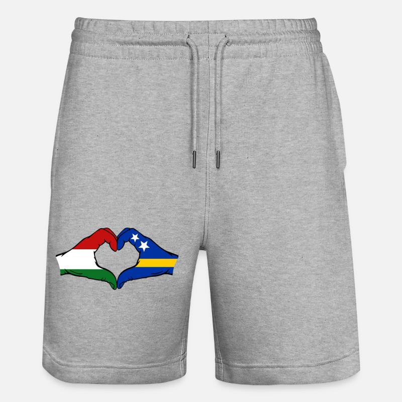 Ungarn_Curaçao_Flagge_Haende_Herzform - Short de jogging bio TRAINER Stanley/Stella unisexe - gris chiné