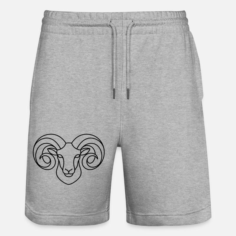 Strong ram's head - Stanley/Stella Trainer Unisex Organic Jogging Shorts - heather grey