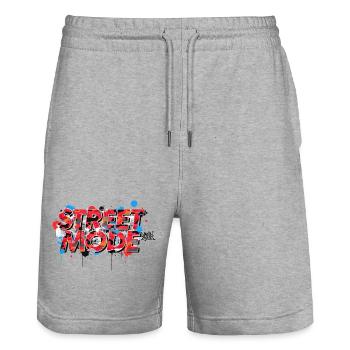 Scène de tuning urbaine de style graffiti Street Fashion - Short de jogging bio TRAINER Stanley/Stella unisexe - gris chiné - Devant - Nik (191cm) & Marisol (170cm)