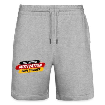 Motivation fürs Turnier neu - Stanley/Stella Unisex Bio Joggingshorts Trainer  - Grau meliert - Vorne - Nik (191cm) & Marisol (170cm)