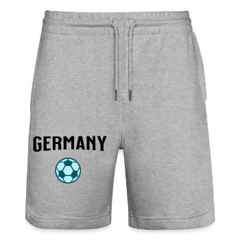 Deutschland - Germany - Fußballball Blau-Tönen - Stanley/Stella Unisex Bio Joggingshorts Trainer  - Grau meliert - Vorne - Nik (191cm) & Marisol (170cm)