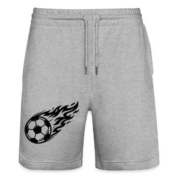 Soccer Flame Ball - Stanley/Stella Trainer Unisex Organic Jogging Shorts - heather grey - Front - Nik (191cm) & Marisol (170cm)