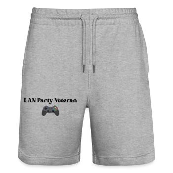 Lan_Party_Veteran - Stanley/Stella Unisex Bio Joggingshorts Trainer  - Grau meliert - Vorne - Nik (191cm) & Marisol (170cm)