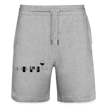 Wine Wine Glass Zigzag Line Rhythm Vino Funny - Stanley/Stella Trainer Unisex Organic Jogging Shorts - heather grey - Front - Nik (191cm) & Marisol (170cm)
