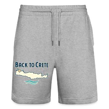 Retour en Crète, Grèce, Souvenir des vacances pour l’île Tr - Short de jogging bio TRAINER Stanley/Stella unisexe - gris chiné - Devant - Nik (191cm) & Marisol (170cm)
