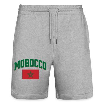 Football Rétro Design Sportif du Maroc - Short de jogging bio TRAINER Stanley/Stella unisexe - gris chiné - Devant - Nik (191cm) & Marisol (170cm)