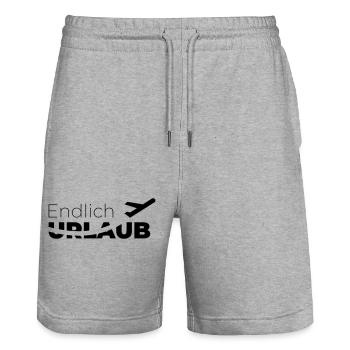 Endlich Urlaub - Stanley/Stella Unisex Bio Joggingshorts Trainer  - Grau meliert - Vorne - Nik (191cm) & Marisol (170cm)