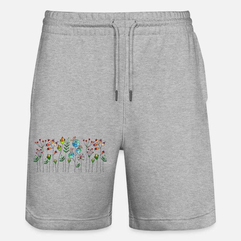 Blumen - Stanley/Stella Unisex Bio Joggingshorts Trainer  - Grau meliert