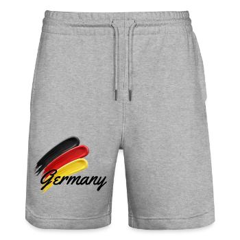 Maillot de supporter allemand en dégradé - Short de jogging bio TRAINER Stanley/Stella unisexe - gris chiné - Devant - Nik (191cm) & Marisol (170cm)