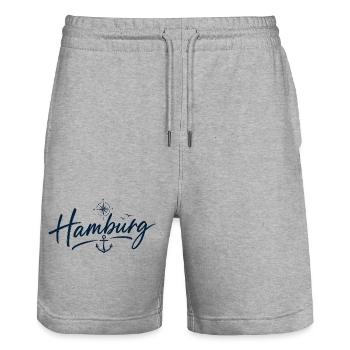 Hamburg Anker - Stanley/Stella Unisex Bio Joggingshorts Trainer  - Grau meliert - Vorne - Nik (191cm) & Marisol (170cm)
