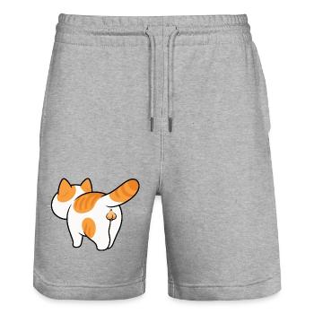 Rückenansicht Orange Katze Cartoon - Stanley/Stella Unisex Bio Joggingshorts Trainer  - Grau meliert - Vorne - Nik (191cm) & Marisol (170cm)