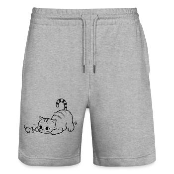 Pounce Mode Activated - Stanley/Stella Trainer Unisex Organic Jogging Shorts - heather grey - Front - Nik (191cm) & Marisol (170cm)
