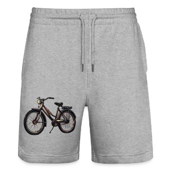 Vintage Bicycle Silhouette - Stanley/Stella Trainer Unisex Organic Jogging Shorts - heather grey - Front - Nik (191cm) & Marisol (170cm)