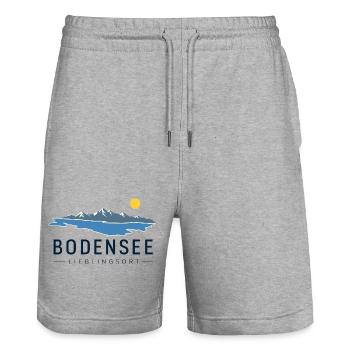 Bodensee Lieblingsort, Lake Constance Travel Desig - Stanley/Stella Unisex Bio Joggingshorts Trainer  - Grau meliert - Vorne - Nik (191cm) & Marisol (170cm)
