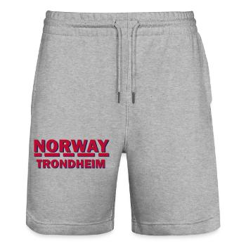 Norway Trondheim Bold City Typography - Stanley/Stella Trainer Unisex Organic Jogging Shorts - heather grey - Front - Nik (191cm) & Marisol (170cm)