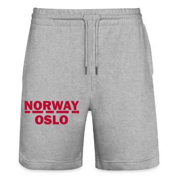Oslo Nordic Retro Typography Tee - Stanley/Stella Trainer Unisex Organic Jogging Shorts - heather grey - Front - Nik (191cm) & Marisol (170cm)