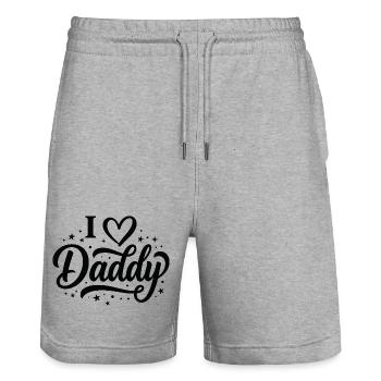 J’adore le scénario de papa avec des étoiles - Short de jogging bio TRAINER Stanley/Stella unisexe - gris chiné - Devant - Nik (191cm) & Marisol (170cm)